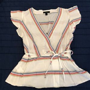 J. Crew peplum rainbow stripe top